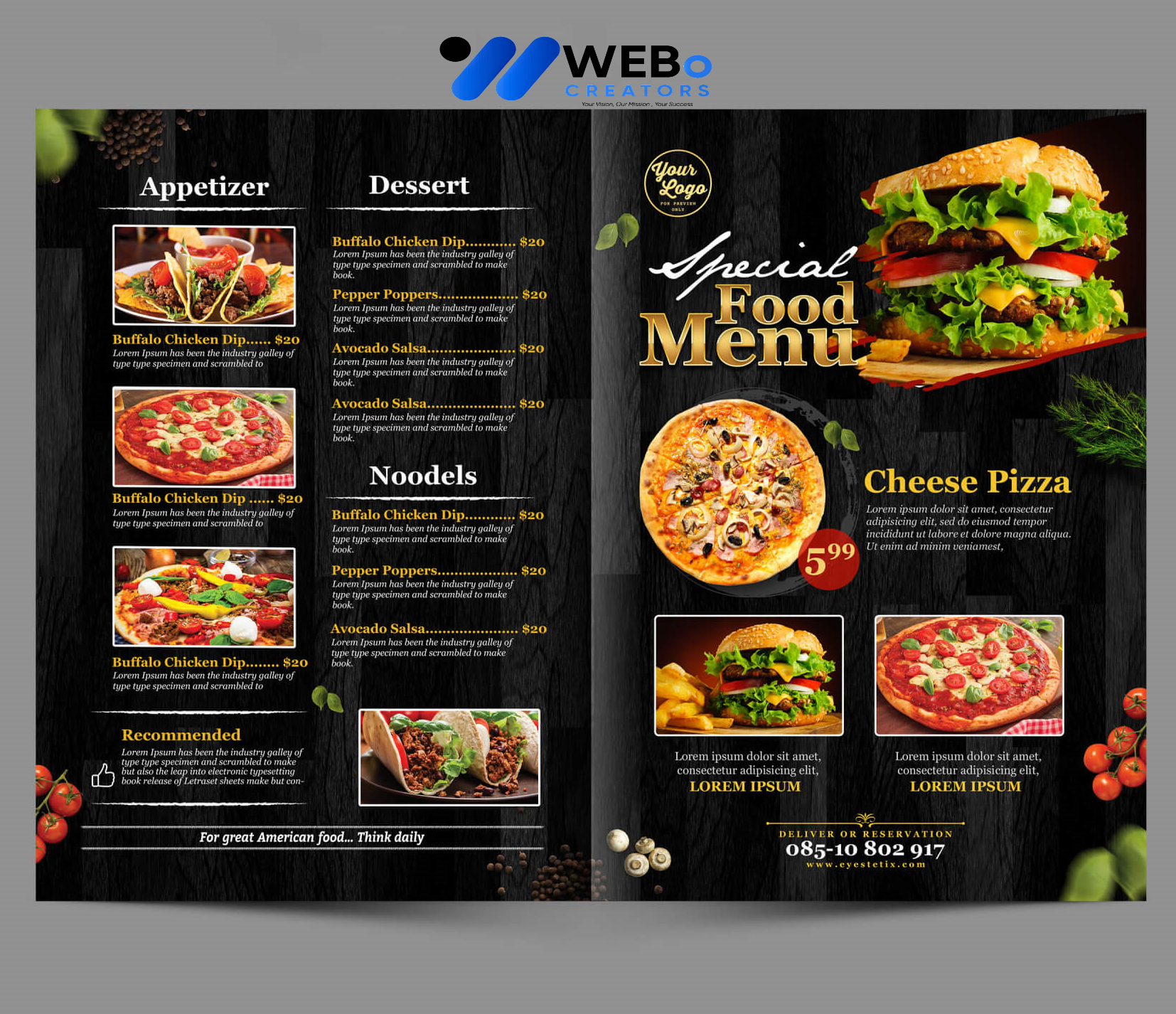 Modern restaurant menu design Jersey City 2026 café menu layout food branding design services